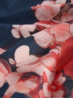 Marineblauw met bloemenprint - Vormgevend bandeaubadpak met buikcorrectie*Next Hot