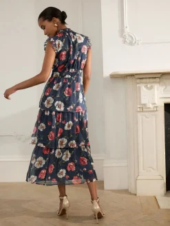 - Gedrukte Maxi-jurk met hoge hals en tierlantijntjes*Next Online