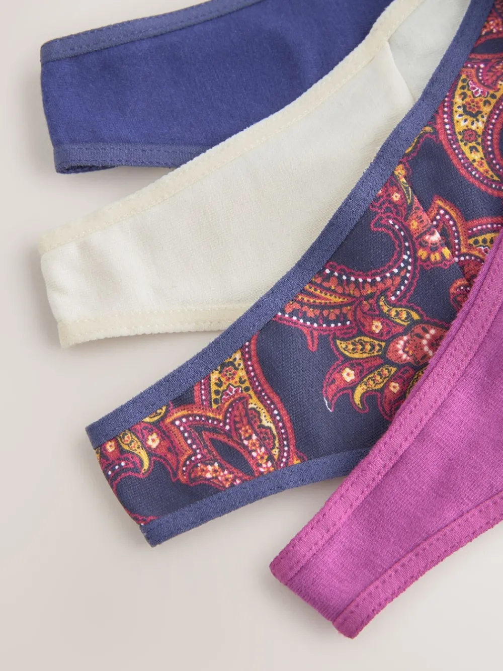 Marineblauw met paisleymotief - Katoenen kanten slipjes 4 stuks*Next Outlet