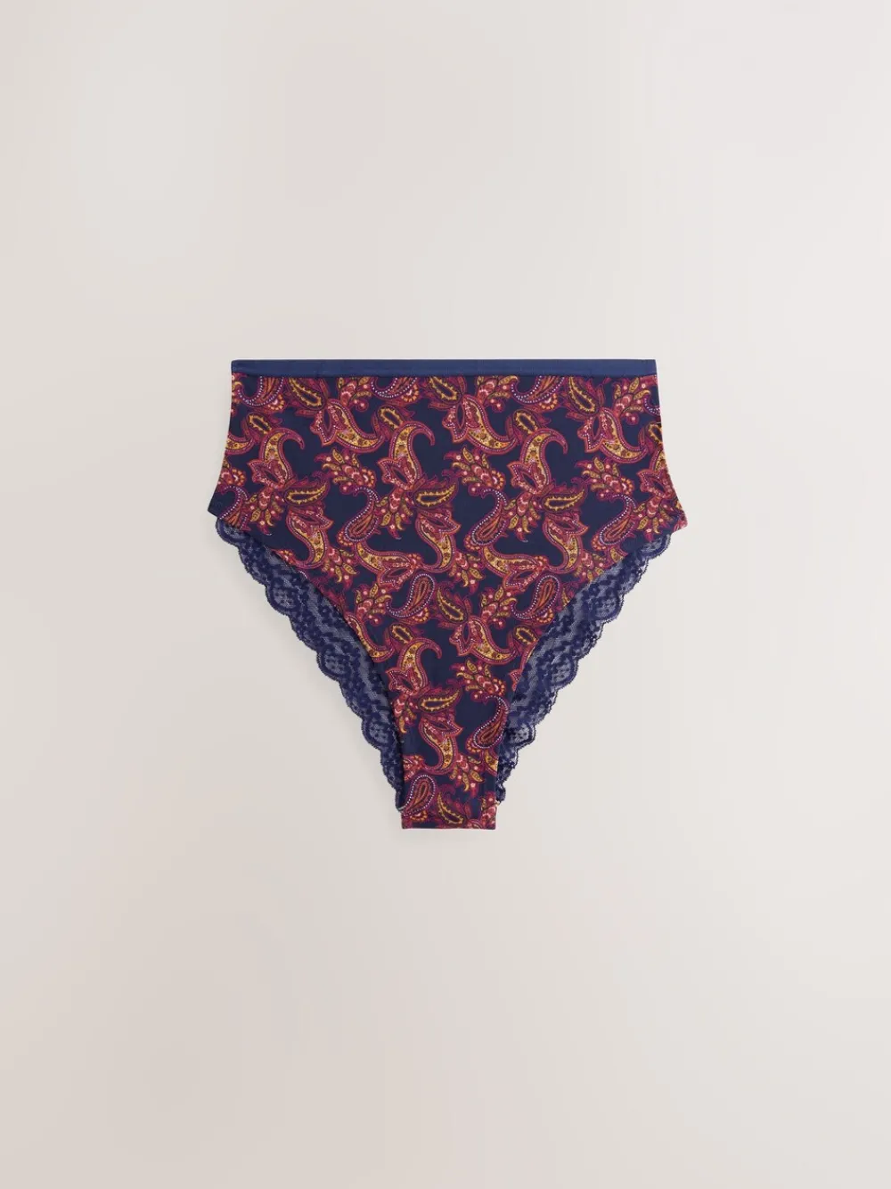 Marineblauw met paisleymotief - Katoenen kanten slipjes 4 stuks*Next Sale