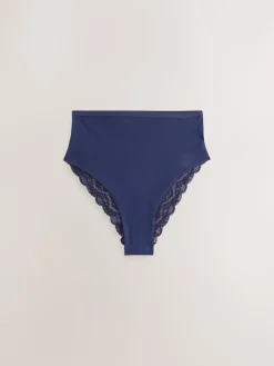 Marineblauw met paisleymotief - Katoenen kanten slipjes 4 stuks*Next Sale