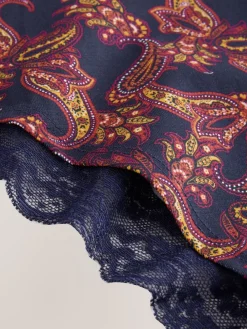 Marineblauw met paisleymotief - Katoenen kanten slipjes 4 stuks*Next Sale