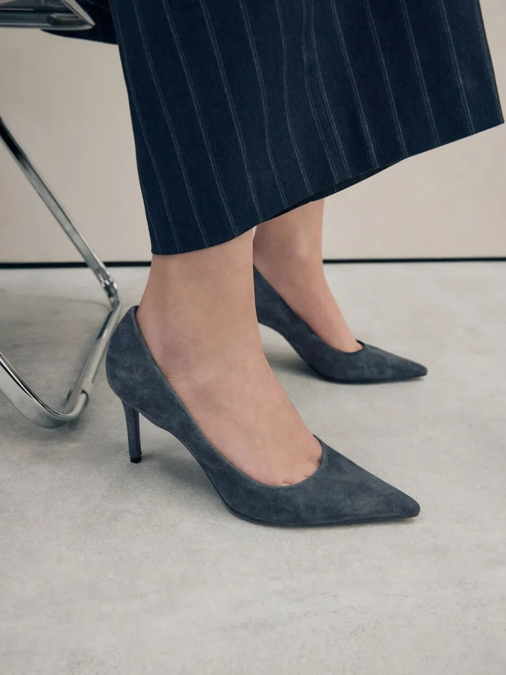 Marineblauw suède - Leren mid-court pumps*Next Hot