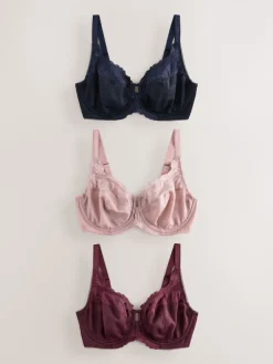 - DD+ Beha's met volledige cups zonder vulling, set van 3 met kantversiering*Next Outlet