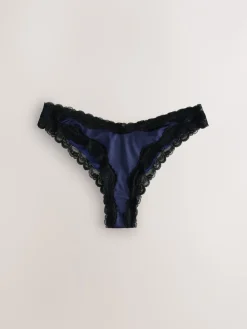 - High Shine & Lace Trim Brazilian Knickers 2 Pack*Next Online