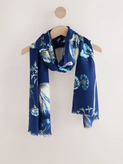 Marineblauwe bloemenprint - Print Kew Collection Lightweight Scarf*Next New