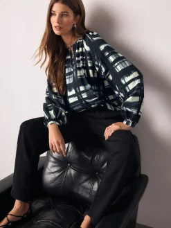 - Keyhole Detail Relaxed Long Sleeve Blouse*Next