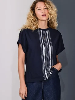 - Short Sleeve Keyhole Crew Neck Top*Next