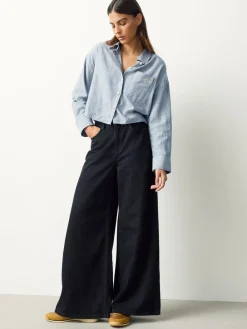 - Casual Long Sleeve Cropped Shirt with Pocket Embroidery*Next Online