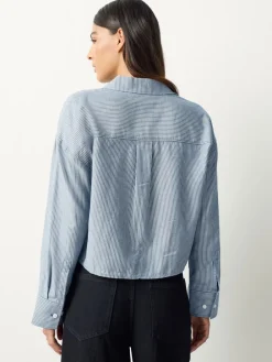 - Casual Long Sleeve Cropped Shirt with Pocket Embroidery*Next Online