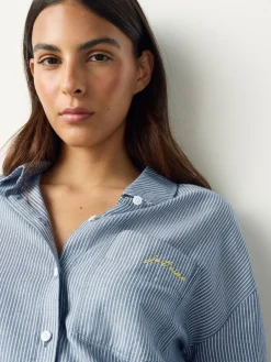 - Casual Long Sleeve Cropped Shirt with Pocket Embroidery*Next Online