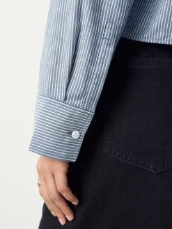 - Casual Long Sleeve Cropped Shirt with Pocket Embroidery*Next Online