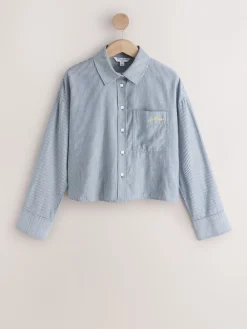 - Casual Long Sleeve Cropped Shirt with Pocket Embroidery*Next Online