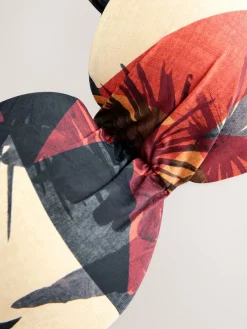 Marineblauw/Roestrood palmprint - Bandeaubikinitop met beugel*Next Sale