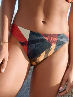 Marineblauw/Roestrood palmprint - Bikini broekje met print*Next Sale