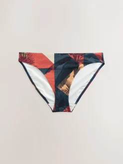 Marineblauw/Roestrood palmprint - Bikini broekje met print*Next Sale