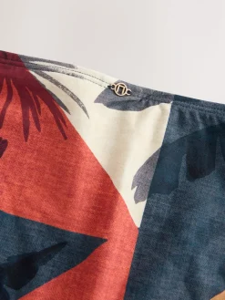 Marineblauw/Roestrood palmprint - Bikini broekje met print*Next Sale