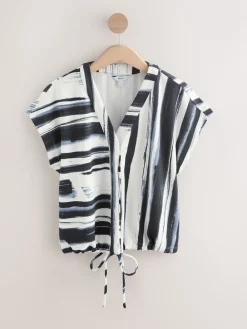 - V-Neck Short Sleeved Tie Waist Top*Next Online