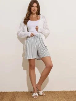 Stripe Tie Waist Shorts*M&Co