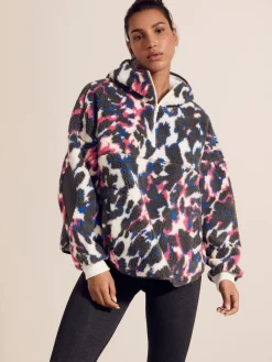 Met verschillende dierenprints - Borg fleece jack met elleboogpatch en capuchon*Next Best