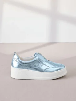 Metallic - Signature leren instapsneakers met dikke zool en plateauzool*Next Clearance