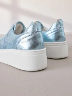 Metallic - Signature leren instapsneakers met dikke zool en plateauzool*Next Clearance