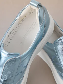 Metallic - Signature leren instapsneakers met dikke zool en plateauzool*Next Clearance