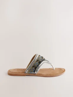 Metallic - Teenslipsandalen met grove kralen*Next Sale