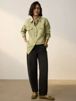 Mid Blue and Khaki Green - Oversized Denim Shirts 2 Pack*Next Clearance