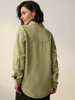 Mid Blue and Khaki Green - Oversized Denim Shirts 2 Pack*Next Clearance