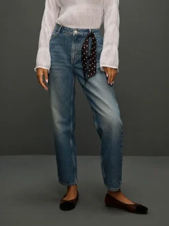 - Mid Rise Ankle Straight Leg Jeans With Scarf*Next Sale