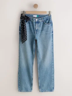 - Mid Rise Ankle Straight Leg Jeans With Scarf*Next Sale