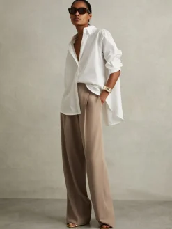 - Eden wijde broek van keperstof met elastische tailleband*Reiss Outlet