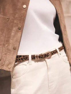 Leopard Textured Leather Belt*Mint Velvet Hot