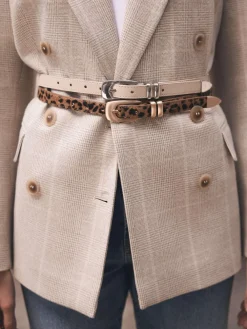 Leopard Textured Leather Belt*Mint Velvet Hot