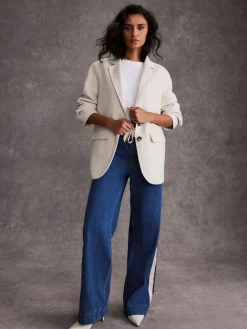 Tie Waist Side Stripe Wide 100% Cotton Jeans*Mint Velvet Clearance