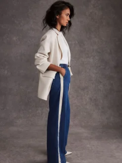 Tie Waist Side Stripe Wide 100% Cotton Jeans*Mint Velvet Clearance