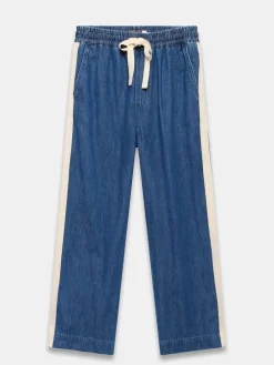 Tie Waist Side Stripe Wide 100% Cotton Jeans*Mint Velvet Clearance