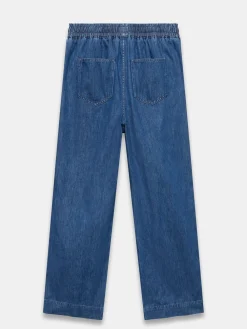 Tie Waist Side Stripe Wide 100% Cotton Jeans*Mint Velvet Clearance