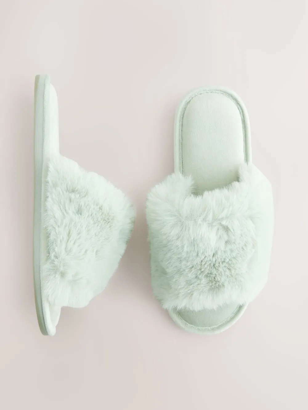 Mintgroen - Faux Fur Lined Slider Slippers*Next Best