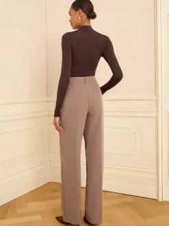 Mokka - broek met wijde pijpen*Love & Roses Best