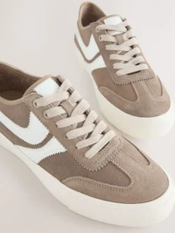 - Forever Comfort® Suede Side Stripe Skater Lace Up Trainers*Next Hot