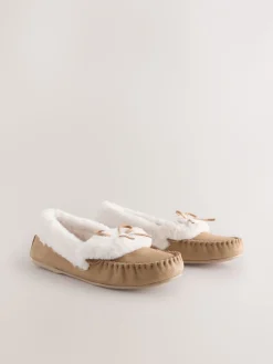 Mokkabruin - Moccasin Suede Slippers*Next Clearance