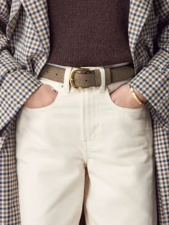 Mokkabruin - N. Premium Made in Italië riem van suède met geweven look*Next Sale