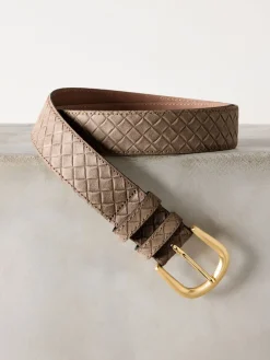 Mokkabruin - N. Premium Made in Italië riem van suède met geweven look*Next Sale