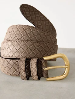 Mokkabruin - N. Premium Made in Italië riem van suède met geweven look*Next Sale