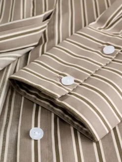 Mokkabruin gestreept - Fitted Stretch Essential Long Sleeve Shirt*Next Hot