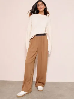 Mokkakleurige streep - Elasticated Waist Trousers*Friends Like These Sale