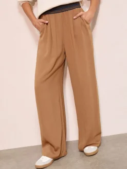 Mokkakleurige streep - Elasticated Waist Trousers*Friends Like These Sale