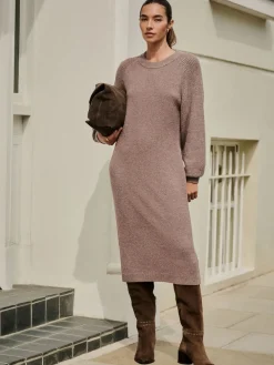 - Supersoft Ribbed Sleeve Knitted Midi Jumper Dress*Next Online
